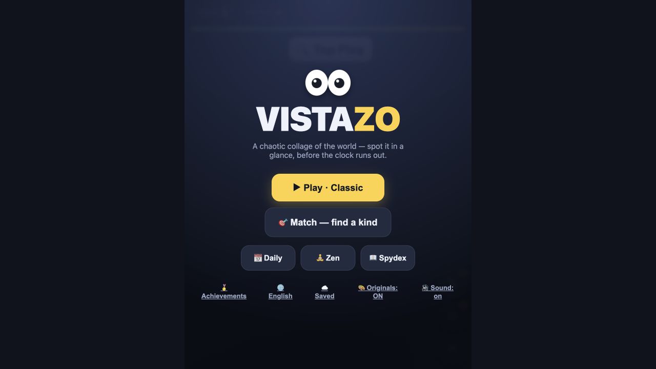 Vistazo bilingual browser game start screen